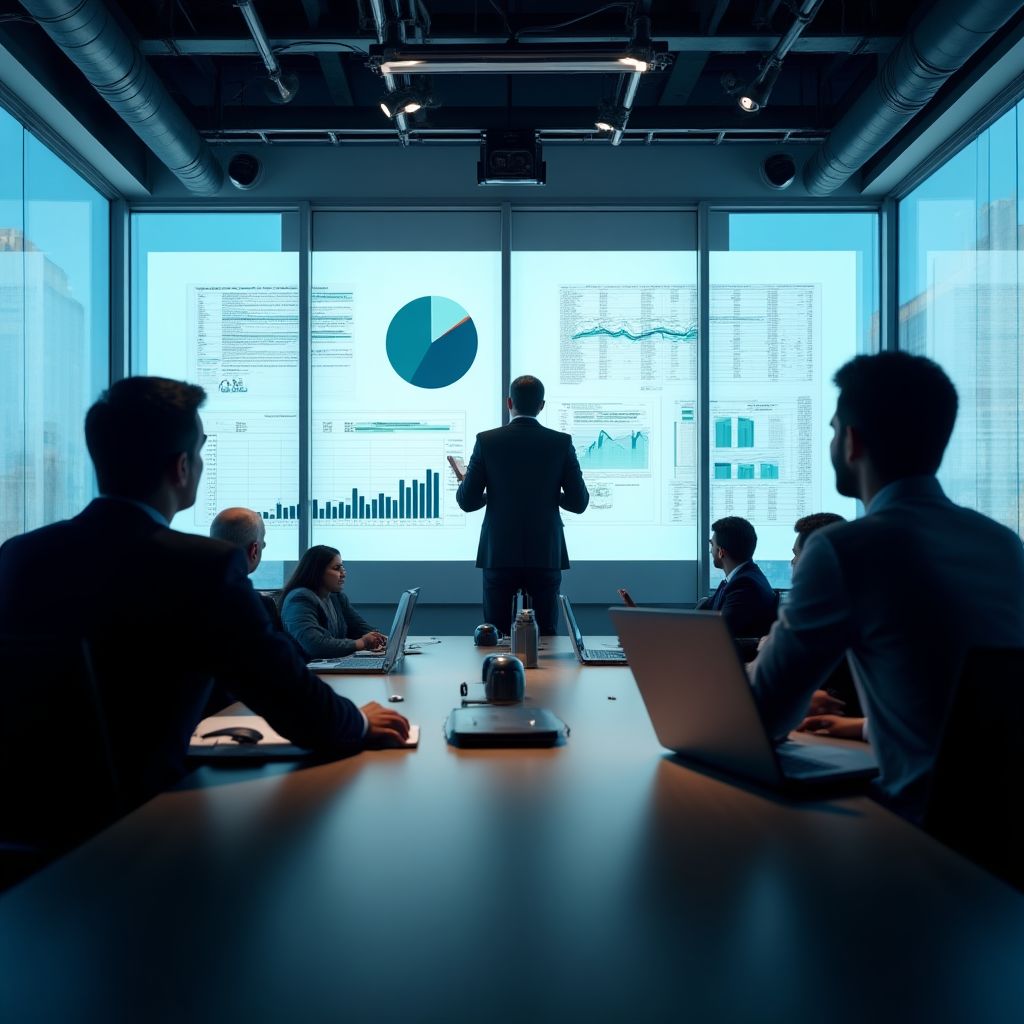Equipo de asesores financieros colaborando en una estrategia